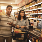 The Daily Rupee satire illustration: Uncle Converts Kaju Katli Price to Rupees Nine Times, Buys Four Boxes