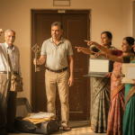 The Daily Rupee satire illustration: NRI Locates Key to Pune Flat Through Four Relatives and One Tailor