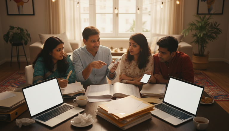 The Daily Rupee satire illustration: Family Ends Wedding Budget Dispute by Pricing Everything in Dirhams, Nobody Sure Why