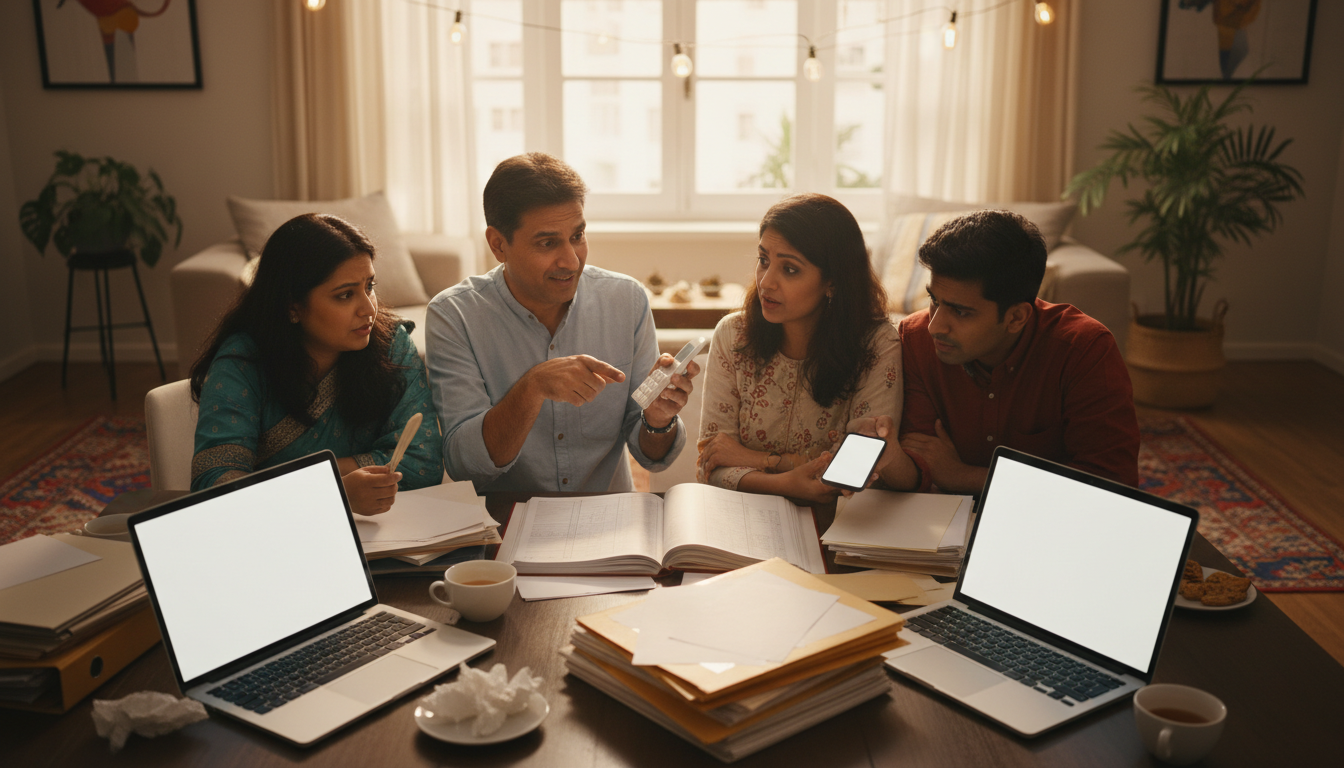 The Daily Rupee satire illustration: Family Ends Wedding Budget Dispute by Pricing Everything in Dirhams, Nobody Sure Why