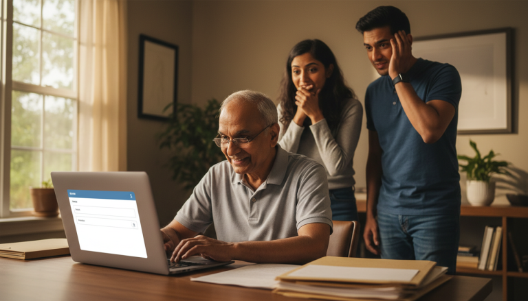 The Daily Rupee satire illustration: Naperville Uncle Writes Full Paragraph in Payment Memo, Sends Four Dollars With Footnotes